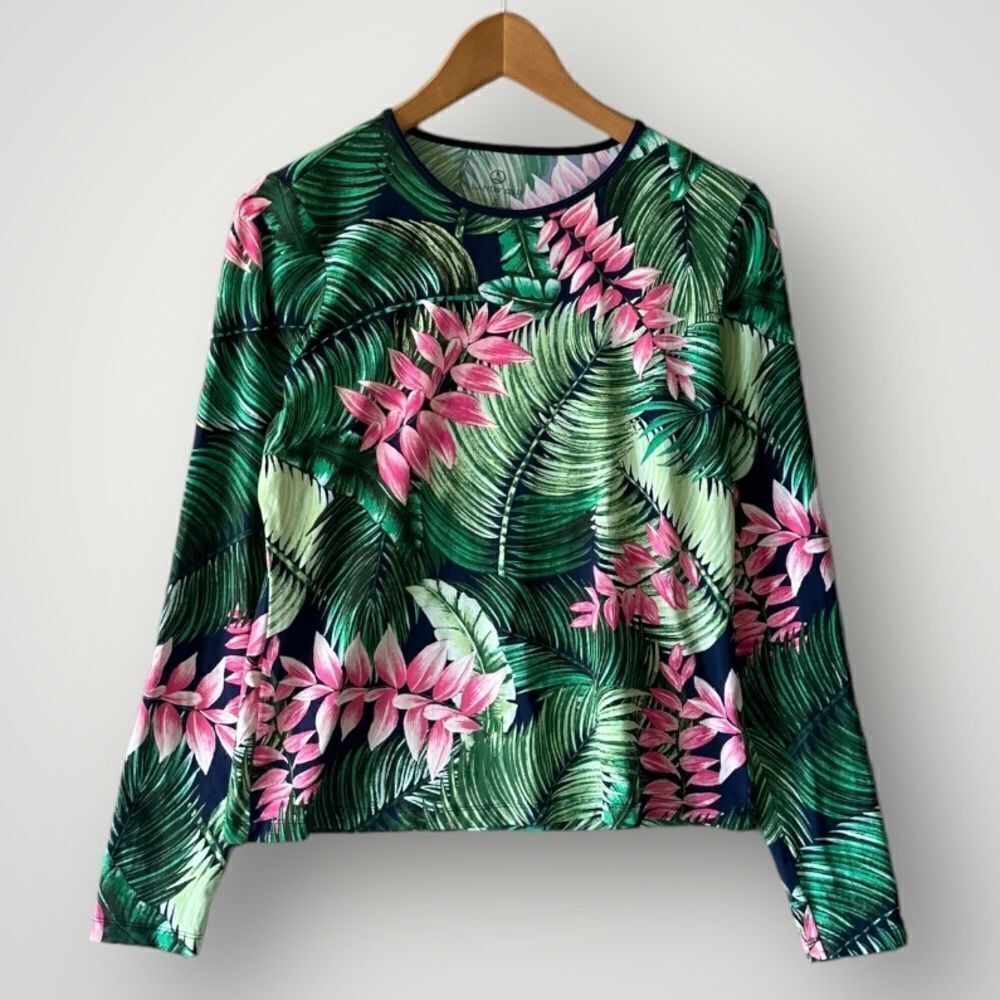 🎉5 for $45🎉 Lands End Rush guard Swim Top Floral Women Size S 6-8